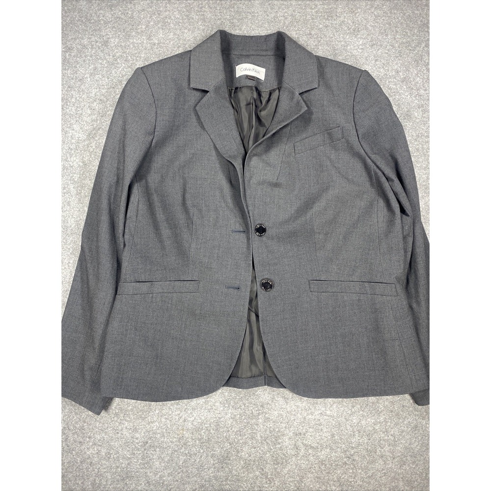 CALVIN KLEIN 16W Gray 2 Button Blazer Jacket Business Formal Plus Size